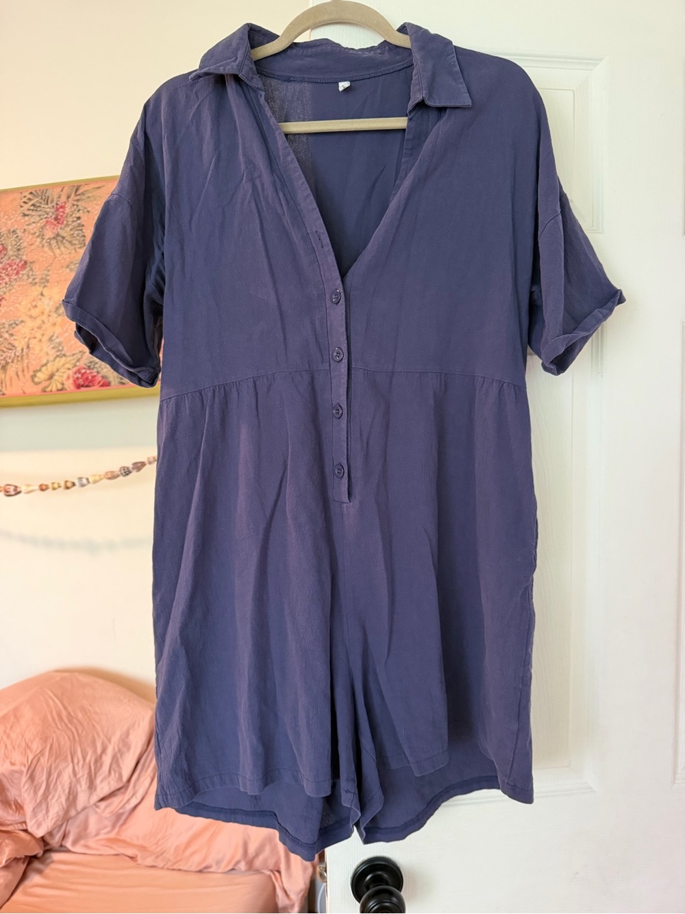 Women's Short-Sleeve V-Neck Romper